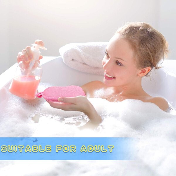 Tatuo Esponja de baño para bebé, 4 piezas, esponja de algodón suave y absorbente para niños, bebés, hombres y mujeres (rojo, morado, verde, azul) - Imagen 45