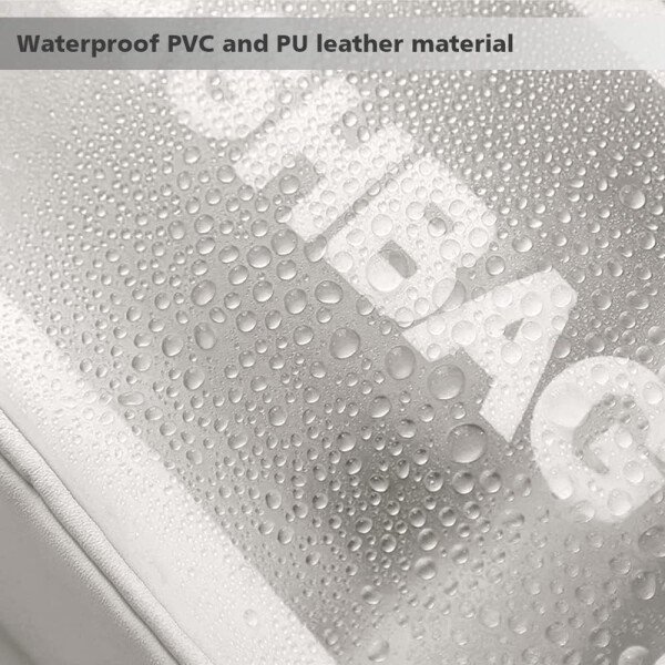 Neceser de viaje para mujeres y hombres, bolsa de aseo translúcida mate con asa práctica, bolsa de cosméticos de maquillaje, organizador de viaje para accesorios, artículos de tocador, Blanco, - Imagen 29