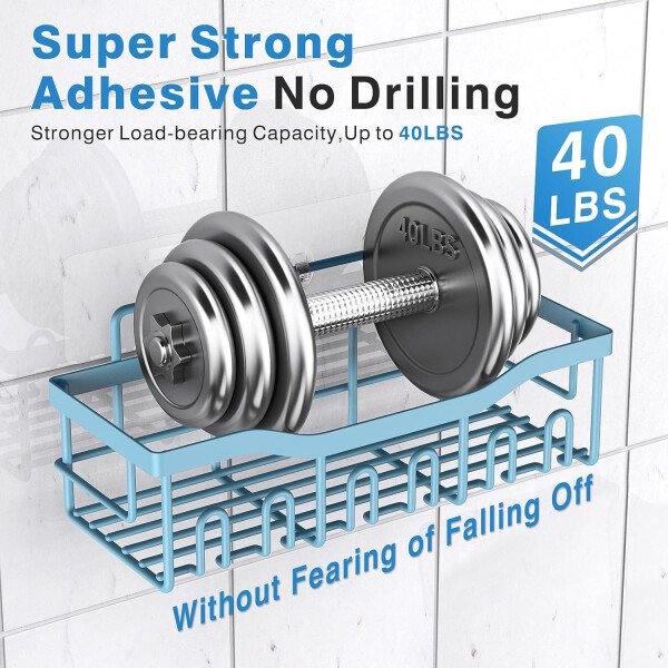 Organizador adhesivo para ducha, paquete de 5 organizadores de baño de acero inoxidable con gran capacidad, estantes sin perforaciones para almacenamiento de baño y decoración del hogar - Imagen 74