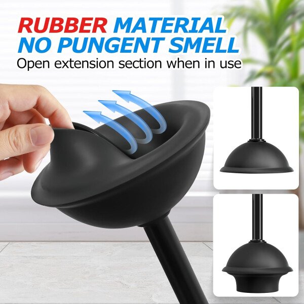 FORASTO- Juego de desatascador y cepillo para inodoro 2 en 1, desatascador con mango alargado, herramientas de limpieza para baño, suministros de limpieza para baño - Imagen 4