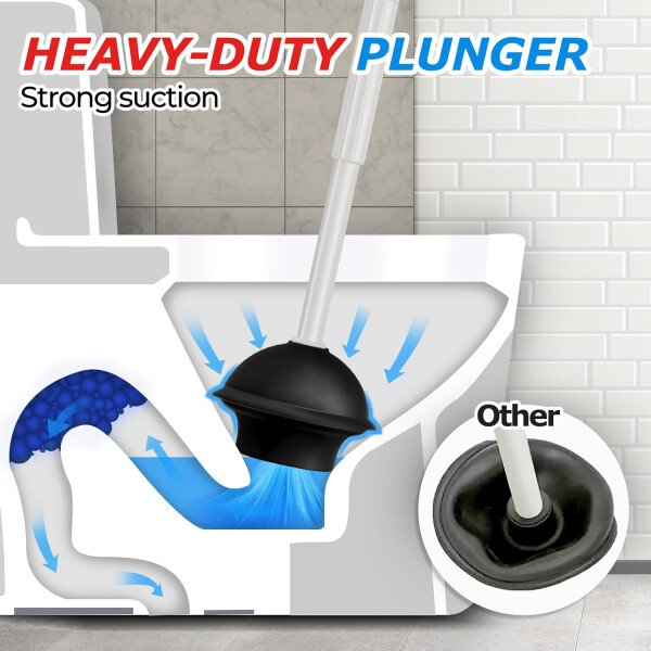 FORASTO- Juego de desatascador y cepillo para inodoro 2 en 1, desatascador con mango alargado, herramientas de limpieza para baño, suministros de limpieza para baño - Imagen 9