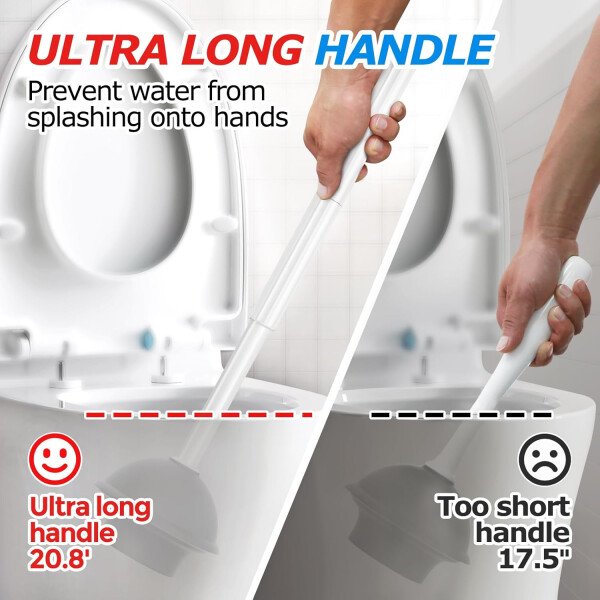FORASTO- Juego de desatascador y cepillo para inodoro 2 en 1, desatascador con mango alargado, herramientas de limpieza para baño, suministros de limpieza para baño - Imagen 20