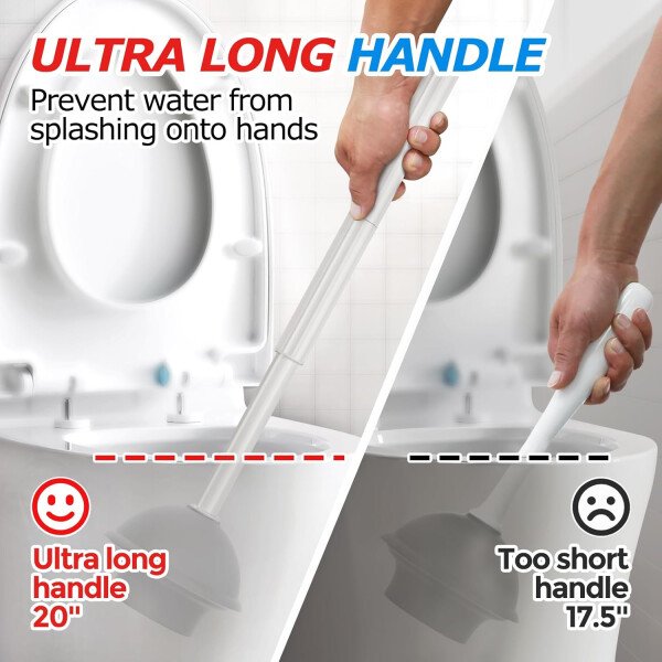 FORASTO- Juego de desatascador y cepillo para inodoro 2 en 1, desatascador con mango alargado, herramientas de limpieza para baño, suministros de limpieza para baño - Imagen 26