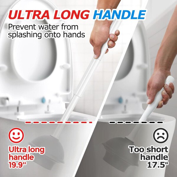 FORASTO- Juego de desatascador y cepillo para inodoro 2 en 1, desatascador con mango alargado, herramientas de limpieza para baño, suministros de limpieza para baño - Imagen 28