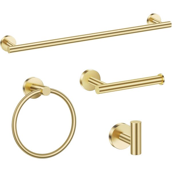 Toallero de níquel cepillado, juego de accesorios de baño, soporte de papel higiénico mejorado de 5 piezas con juego de estantes, toalleros de 23.6 pulgadas para toallero de baño montado en la pared - Image 8