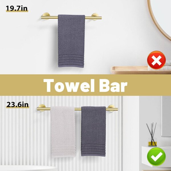 Toallero de níquel cepillado, juego de accesorios de baño, soporte de papel higiénico mejorado de 5 piezas con juego de estantes, toalleros de 23.6 pulgadas para toallero de baño montado en la pared - Image 10