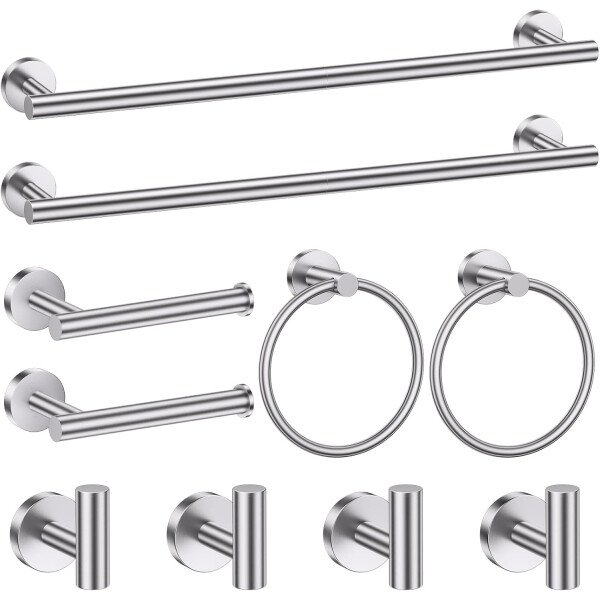 Toallero de níquel cepillado, juego de accesorios de baño, soporte de papel higiénico mejorado de 5 piezas con juego de estantes, toalleros de 23.6 pulgadas para toallero de baño montado en la pared - Image 22