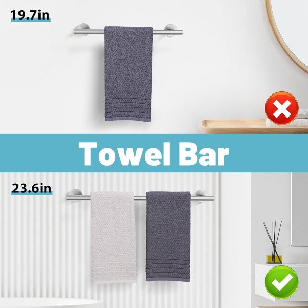 Toallero de níquel cepillado, juego de accesorios de baño, soporte de papel higiénico mejorado de 5 piezas con juego de estantes, toalleros de 23.6 pulgadas para toallero de baño montado en la pared - Image 24