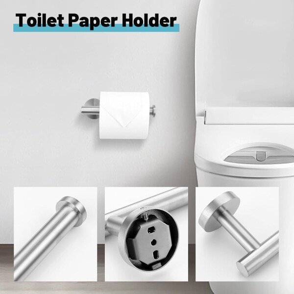 Toallero de níquel cepillado, juego de accesorios de baño, soporte de papel higiénico mejorado de 5 piezas con juego de estantes, toalleros de 23.6 pulgadas para toallero de baño montado en la pared - Image 26