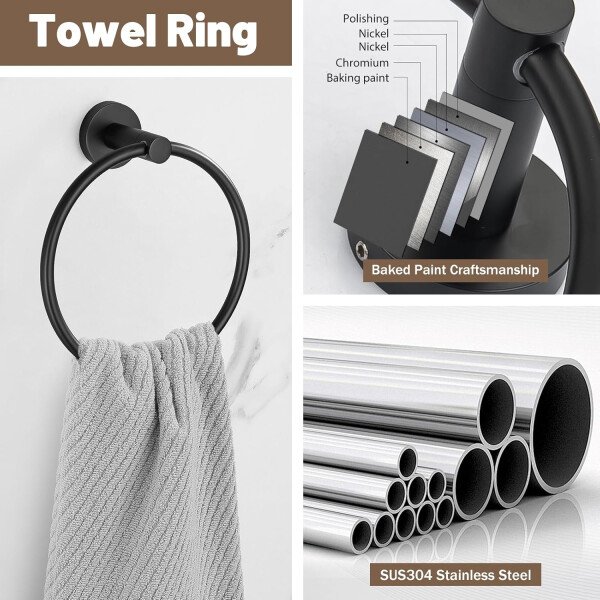 Toallero de níquel cepillado, juego de accesorios de baño, soporte de papel higiénico mejorado de 5 piezas con juego de estantes, toalleros de 23.6 pulgadas para toallero de baño montado en la pared - Image 32