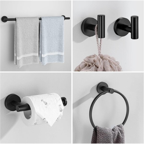 Toallero de níquel cepillado, juego de accesorios de baño, soporte de papel higiénico mejorado de 5 piezas con juego de estantes, toalleros de 23.6 pulgadas para toallero de baño montado en la pared - Image 34