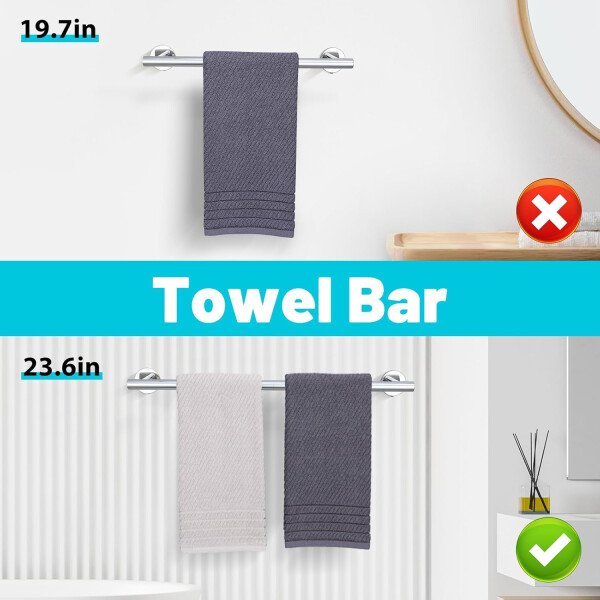 Toallero de níquel cepillado, juego de accesorios de baño, soporte de papel higiénico mejorado de 5 piezas con juego de estantes, toalleros de 23.6 pulgadas para toallero de baño montado en la pared - Image 39