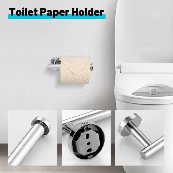 Toallero de níquel cepillado, juego de accesorios de baño, soporte de papel higiénico mejorado de 5 piezas con juego de estantes, toalleros de 23.6 pulgadas para toallero de baño montado en la pared - Image 41