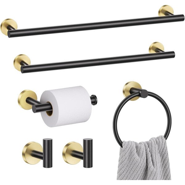 Toallero de níquel cepillado, juego de accesorios de baño, soporte de papel higiénico mejorado de 5 piezas con juego de estantes, toalleros de 23.6 pulgadas para toallero de baño montado en la pared - Image 45