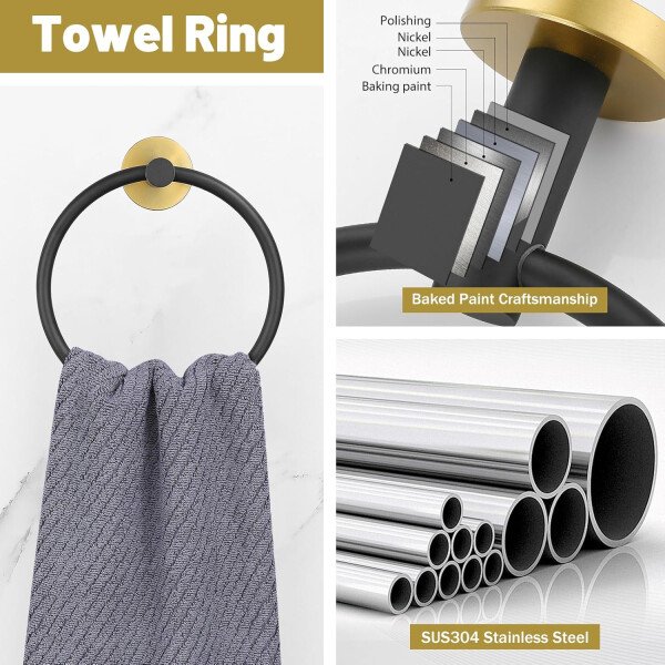 Toallero de níquel cepillado, juego de accesorios de baño, soporte de papel higiénico mejorado de 5 piezas con juego de estantes, toalleros de 23.6 pulgadas para toallero de baño montado en la pared - Image 48