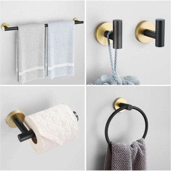 Toallero de níquel cepillado, juego de accesorios de baño, soporte de papel higiénico mejorado de 5 piezas con juego de estantes, toalleros de 23.6 pulgadas para toallero de baño montado en la pared - Image 51