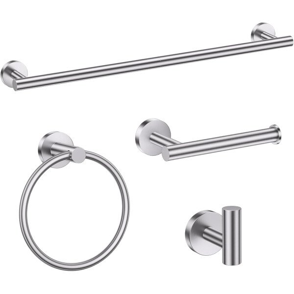 Toallero de níquel cepillado, juego de accesorios de baño, soporte de papel higiénico mejorado de 5 piezas con juego de estantes, toalleros de 23.6 pulgadas para toallero de baño montado en la pared - Image 52