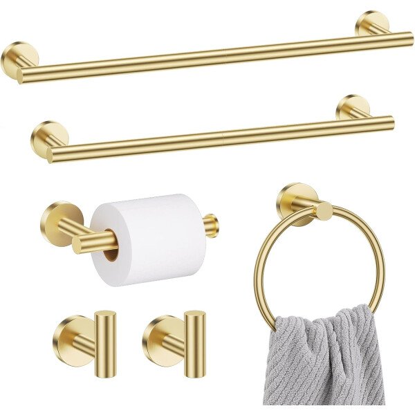 Toallero de níquel cepillado, juego de accesorios de baño, soporte de papel higiénico mejorado de 5 piezas con juego de estantes, toalleros de 23.6 pulgadas para toallero de baño montado en la pared - Image 56