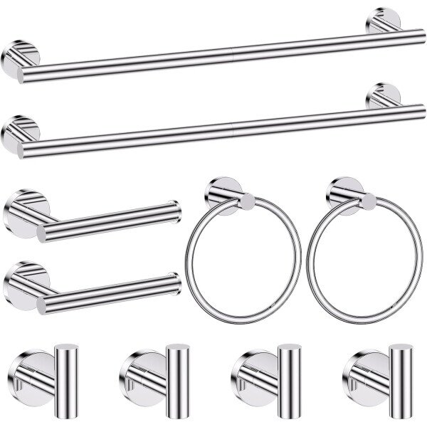 Toallero de níquel cepillado, juego de accesorios de baño, soporte de papel higiénico mejorado de 5 piezas con juego de estantes, toalleros de 23.6 pulgadas para toallero de baño montado en la pared - Image 61