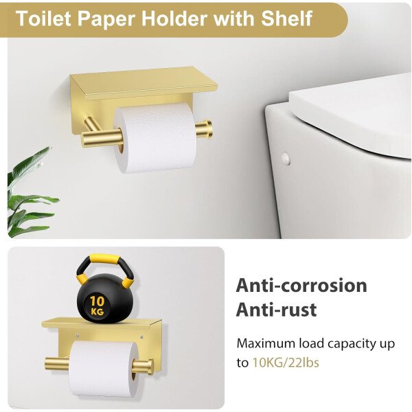 Toallero de níquel cepillado, juego de accesorios de baño, soporte de papel higiénico mejorado de 5 piezas con juego de estantes, toalleros de 23.6 pulgadas para toallero de baño montado en la pared - Image 64