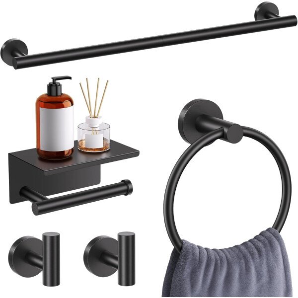 Toallero de níquel cepillado, juego de accesorios de baño, soporte de papel higiénico mejorado de 5 piezas con juego de estantes, toalleros de 23.6 pulgadas para toallero de baño montado en la pared - Image 69