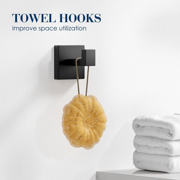Juego de 7 toalleros para baño, SUS304 negro mate, accesorios de baño negros de acero inoxidable, montaje en pared de acero inoxidable, juego de barra de toallas de baño - Image 5
