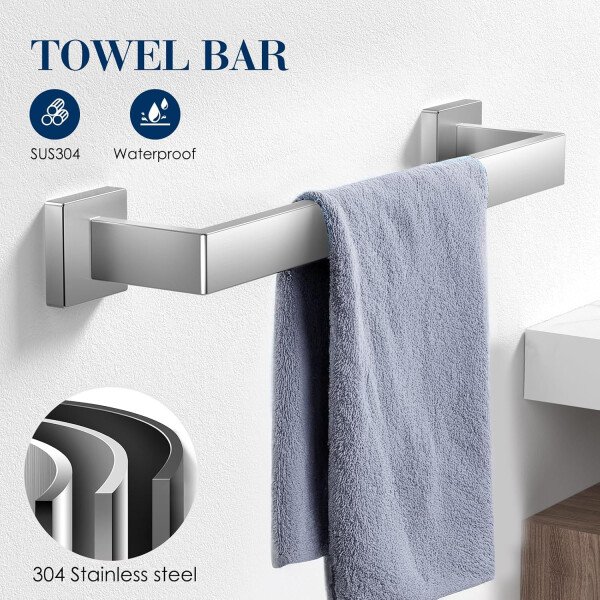 Juego de 7 toalleros para baño, SUS304 negro mate, accesorios de baño negros de acero inoxidable, montaje en pared de acero inoxidable, juego de barra de toallas de baño - Image 11