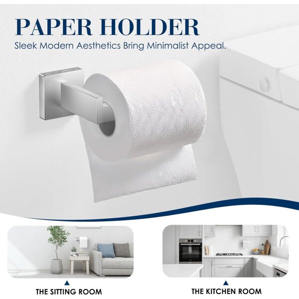 Juego de 7 toalleros para baño, SUS304 negro mate, accesorios de baño negros de acero inoxidable, montaje en pared de acero inoxidable, juego de barra de toallas de baño - Image 13