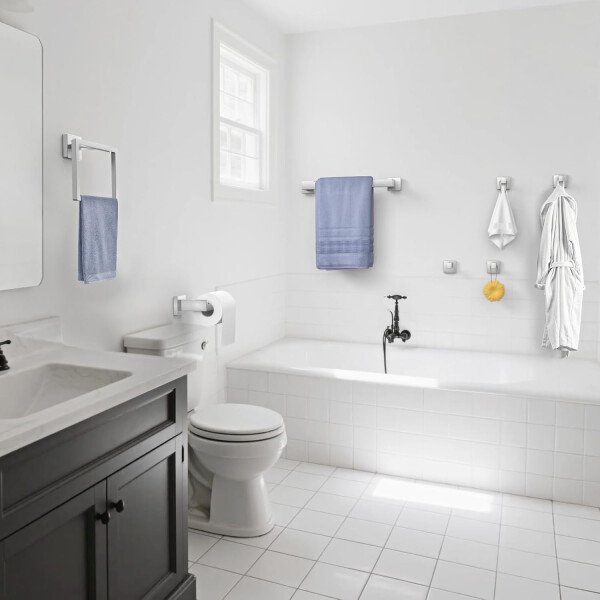 Juego de 7 toalleros para baño, SUS304 negro mate, accesorios de baño negros de acero inoxidable, montaje en pared de acero inoxidable, juego de barra de toallas de baño - Image 15