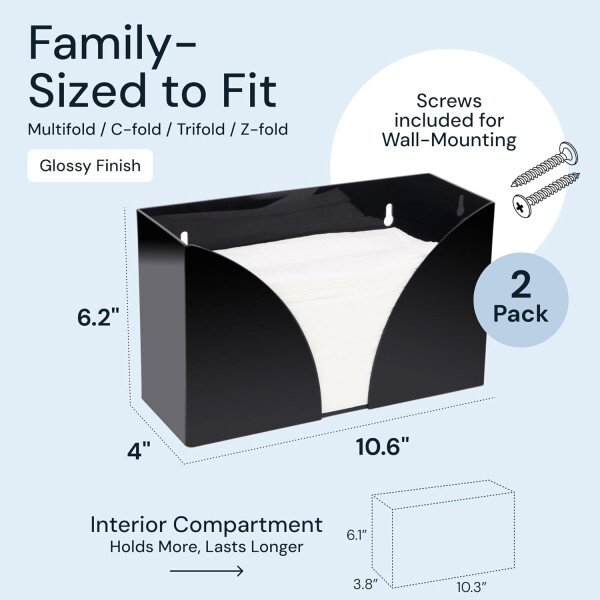 Dispensador de toallas de papel para encimera de acrílico, soporte de servilleta negro para baño, dispensador de toallas de papel negro - Image 10
