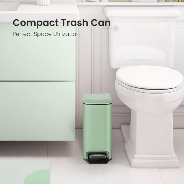 Cesun Cubo de basura pequeño para baño con tapa, cierre suave, pedal escalonado, cubo de basura de acero inoxidable de 6 litros/1.6 galones con cubo interior extraíble, acabado antihuellas (negro - Image 26