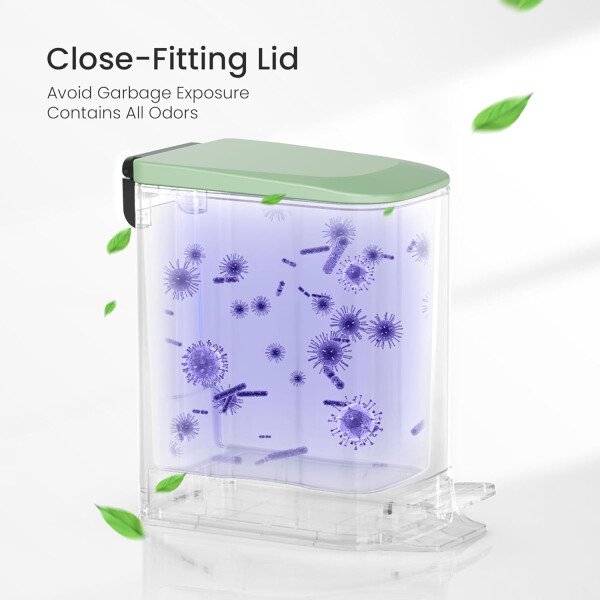 Cesun Cubo de basura pequeño para baño con tapa, cierre suave, pedal escalonado, cubo de basura de acero inoxidable de 6 litros/1.6 galones con cubo interior extraíble, acabado antihuellas (negro - Image 28