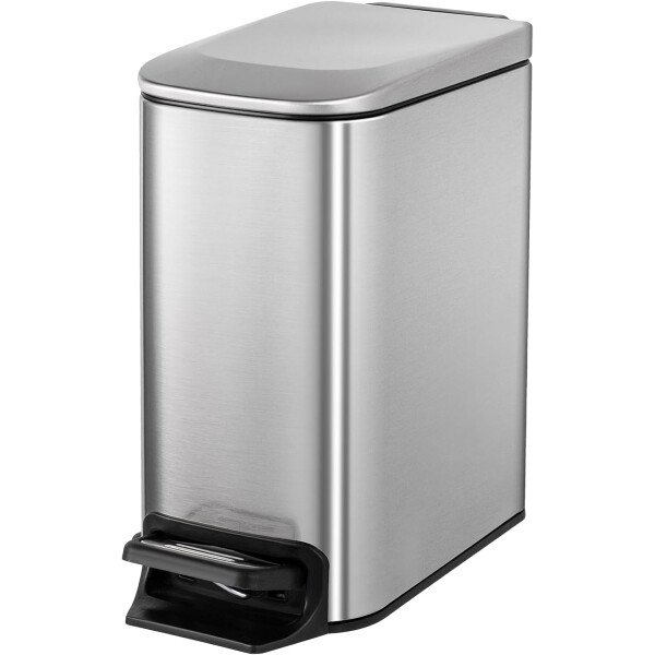 Cesun Cubo de basura pequeño para baño con tapa, cierre suave, pedal escalonado, cubo de basura de acero inoxidable de 6 litros/1.6 galones con cubo interior extraíble, acabado antihuellas (negro - Image 39