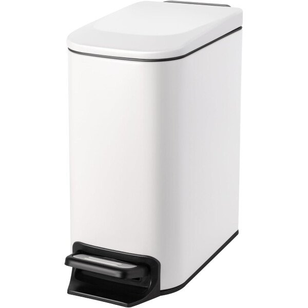 Cesun Cubo de basura pequeño para baño con tapa, cierre suave, pedal escalonado, cubo de basura de acero inoxidable de 6 litros/1.6 galones con cubo interior extraíble, acabado antihuellas (negro - Image 47