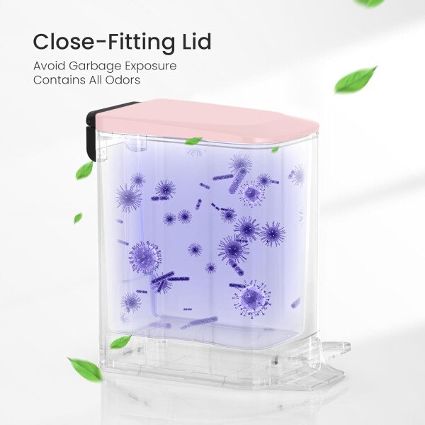 Cesun Cubo de basura pequeño para baño con tapa, cierre suave, pedal escalonado, cubo de basura de acero inoxidable de 6 litros/1.6 galones con cubo interior extraíble, acabado antihuellas (negro - Image 57