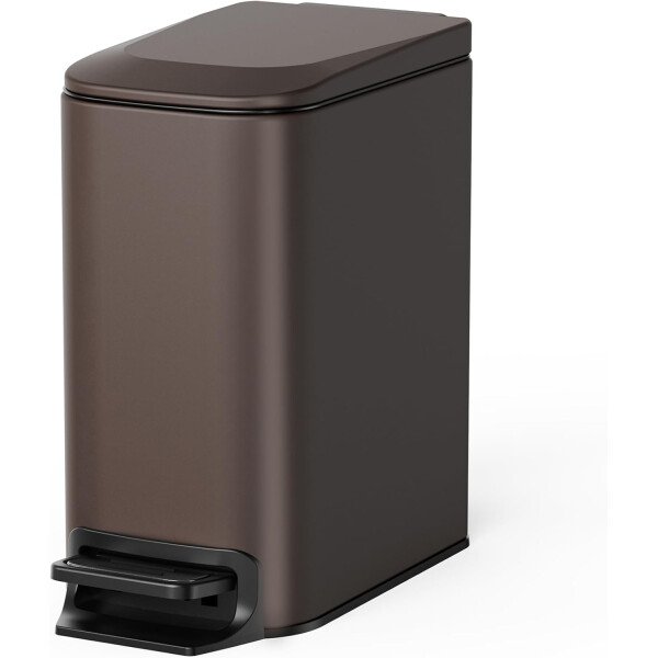 Cesun Cubo de basura pequeño para baño con tapa, cierre suave, pedal escalonado, cubo de basura de acero inoxidable de 6 litros/1.6 galones con cubo interior extraíble, acabado antihuellas (negro - Image 61
