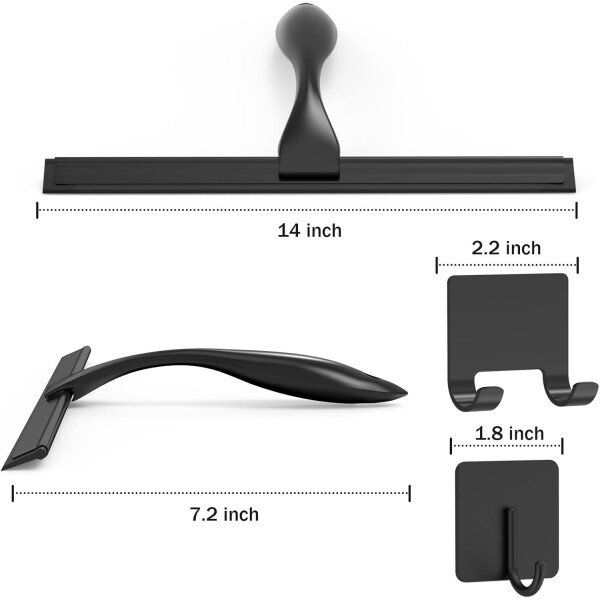 Escobilla de ducha multiusos de acero inoxidable para puerta de vidrio de ducha con 2 ganchos adhesivos, herramienta de limpieza de baño, limpiador de espejo de ventana del hogar, limpieza de paredes - Imagen 9