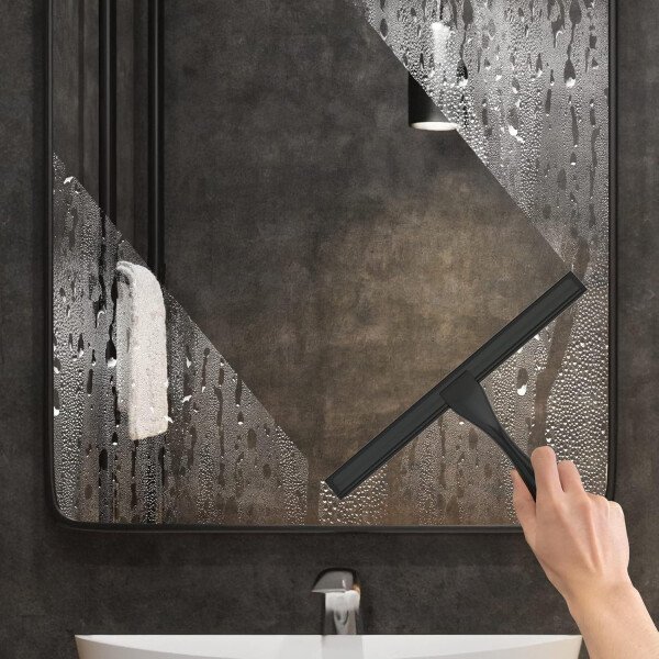Escobilla de ducha multiusos de acero inoxidable para puerta de vidrio de ducha con 2 ganchos adhesivos, herramienta de limpieza de baño, limpiador de espejo de ventana del hogar, limpieza de paredes - Imagen 11