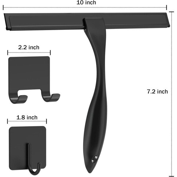 Escobilla de ducha multiusos de acero inoxidable para puerta de vidrio de ducha con 2 ganchos adhesivos, herramienta de limpieza de baño, limpiador de espejo de ventana del hogar, limpieza de paredes - Imagen 20