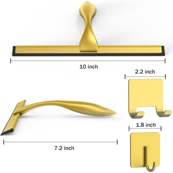 Escobilla de ducha multiusos de acero inoxidable para puerta de vidrio de ducha con 2 ganchos adhesivos, herramienta de limpieza de baño, limpiador de espejo de ventana del hogar, limpieza de paredes - Imagen 31
