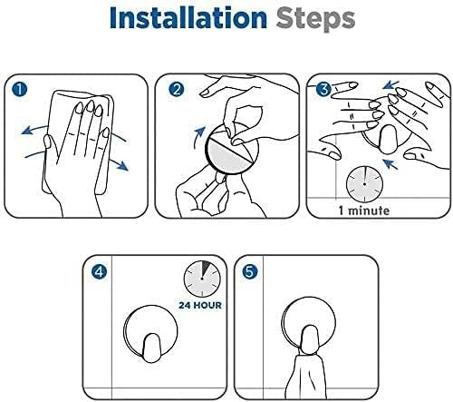 DELITON Ganchos adhesivos – Paquete de 4 ganchos de pared para toallas/abrigos, para baño o cocina (negro mate, acero inoxidable) - Imagen 6