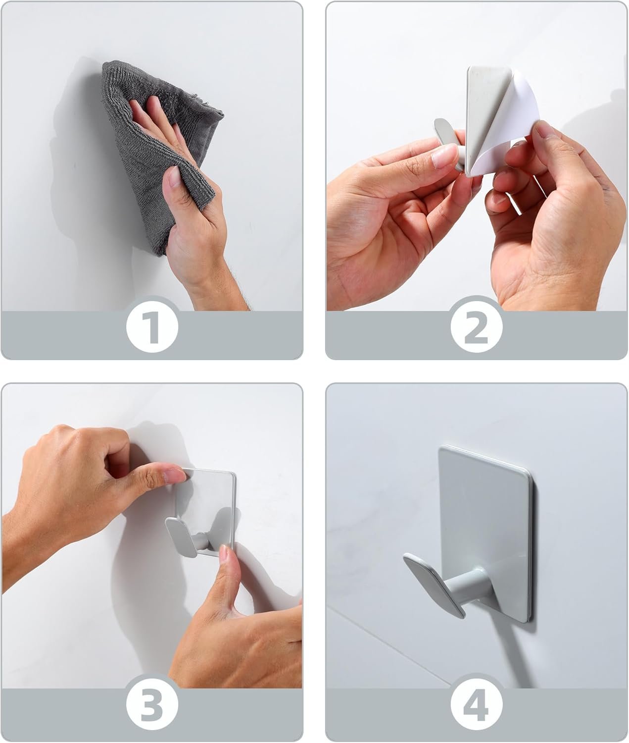 DELITON Ganchos adhesivos – Paquete de 4 ganchos de pared para toallas/abrigos, para baño o cocina (negro mate, acero inoxidable) - Imagen 19