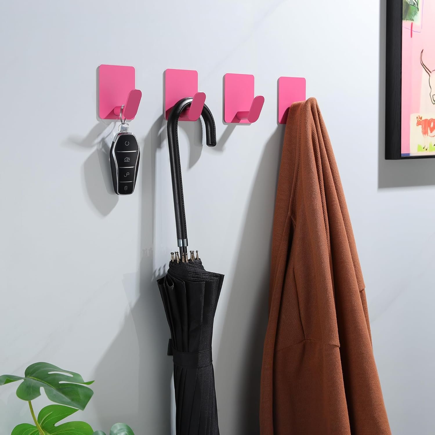 DELITON Ganchos adhesivos – Paquete de 4 ganchos de pared para toallas/abrigos, para baño o cocina (negro mate, acero inoxidable) - Imagen 42