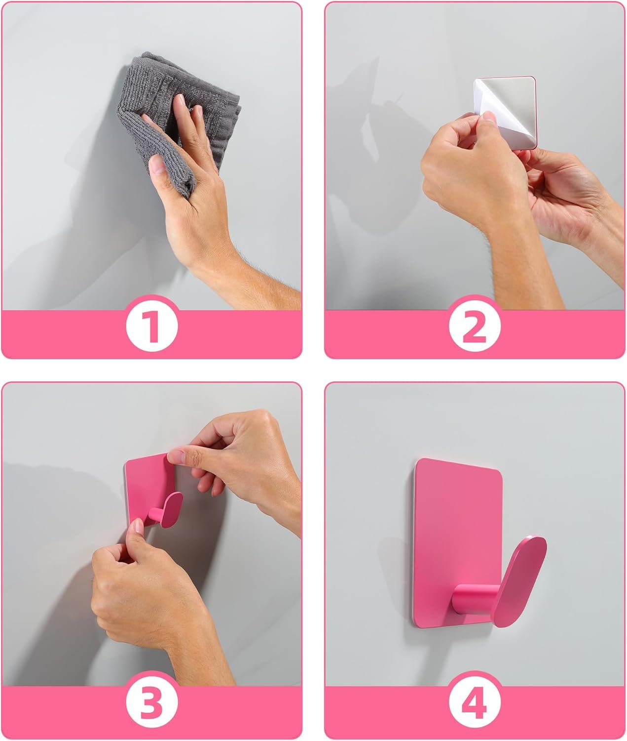 DELITON Ganchos adhesivos – Paquete de 4 ganchos de pared para toallas/abrigos, para baño o cocina (negro mate, acero inoxidable) - Imagen 44