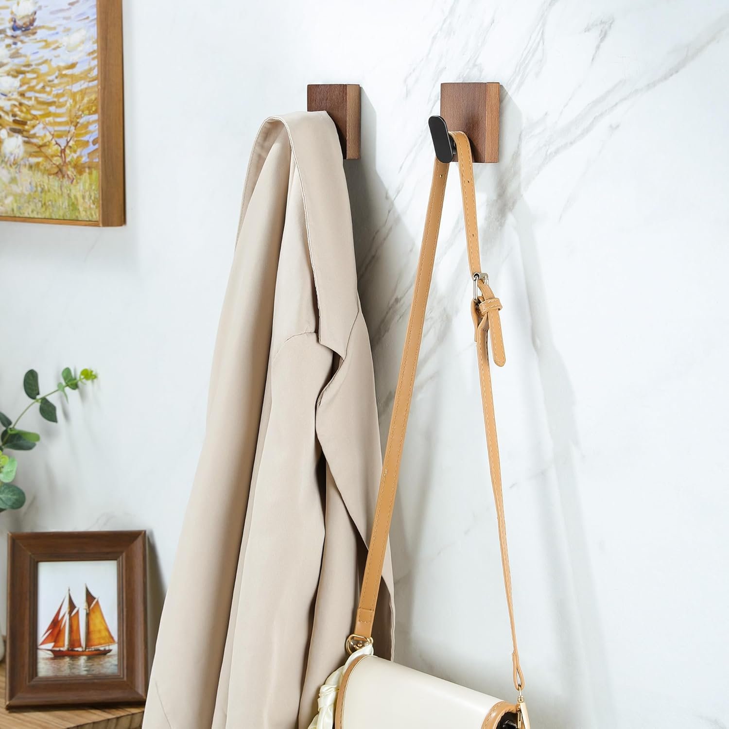 DELITON Ganchos adhesivos – Paquete de 4 ganchos de pared para toallas/abrigos, para baño o cocina (negro mate, acero inoxidable) - Imagen 67