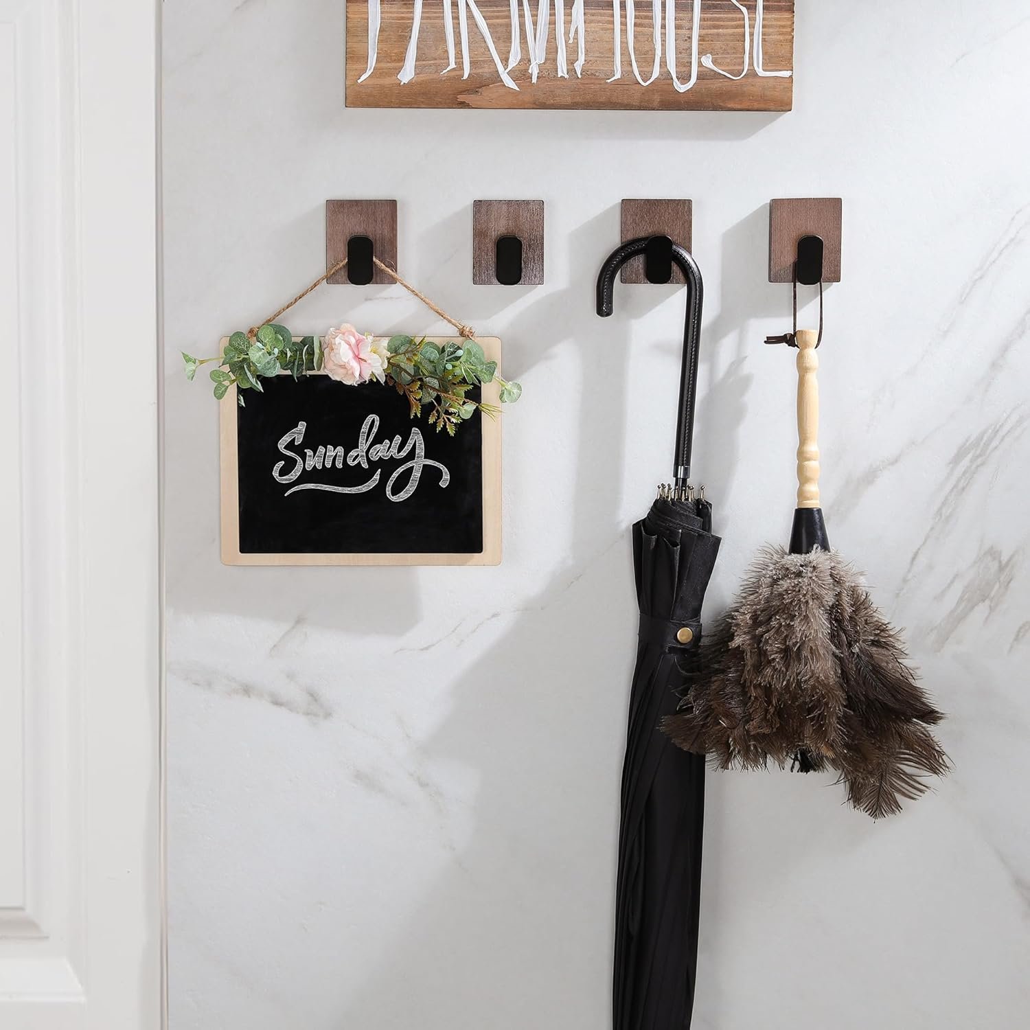 DELITON Ganchos adhesivos – Paquete de 4 ganchos de pared para toallas/abrigos, para baño o cocina (negro mate, acero inoxidable) - Imagen 69