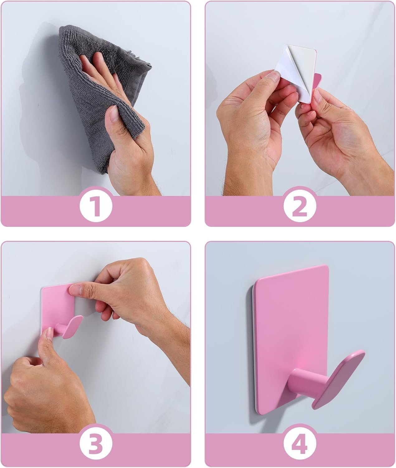 DELITON Ganchos adhesivos – Paquete de 4 ganchos de pared para toallas/abrigos, para baño o cocina (negro mate, acero inoxidable) - Imagen 89