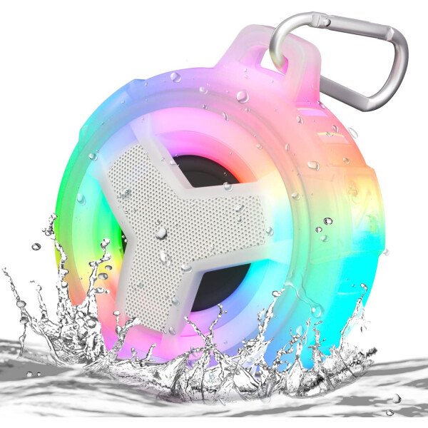 EBODA Altavoz de ducha Bluetooth, altavoces Bluetooth portátiles, altavoz inalámbrico impermeable IP67 con luz LED, flotante, 2000 mAh, estéreo inalámbrico verdadero para kayak, playa, regalos unisex - Imagen 9