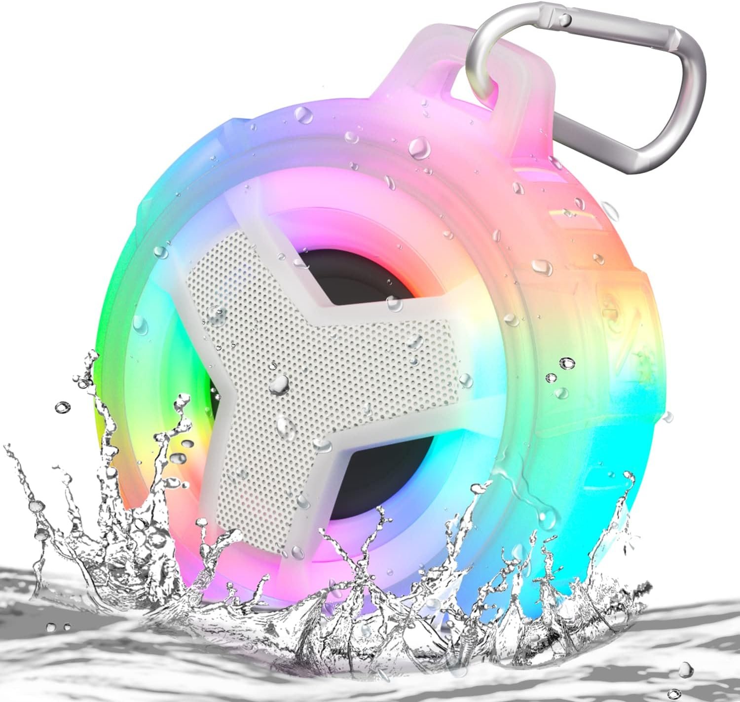 EBODA Altavoz de ducha Bluetooth, altavoces Bluetooth portátiles, altavoz inalámbrico impermeable IP67 con luz LED, flotante, 2000 mAh, estéreo inalámbrico verdadero para kayak, playa, regalos unisex - Imagen 9