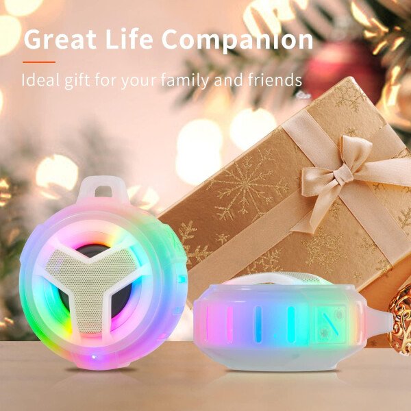 EBODA Altavoz de ducha Bluetooth, altavoces Bluetooth portátiles, altavoz inalámbrico impermeable IP67 con luz LED, flotante, 2000 mAh, estéreo inalámbrico verdadero para kayak, playa, regalos unisex - Imagen 15